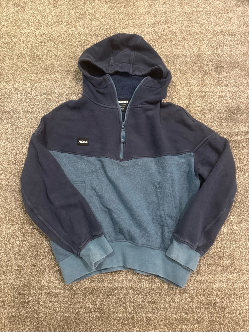 Hoka One One Two-Tone Navy & Slate Blue Half-Zip Hoodie